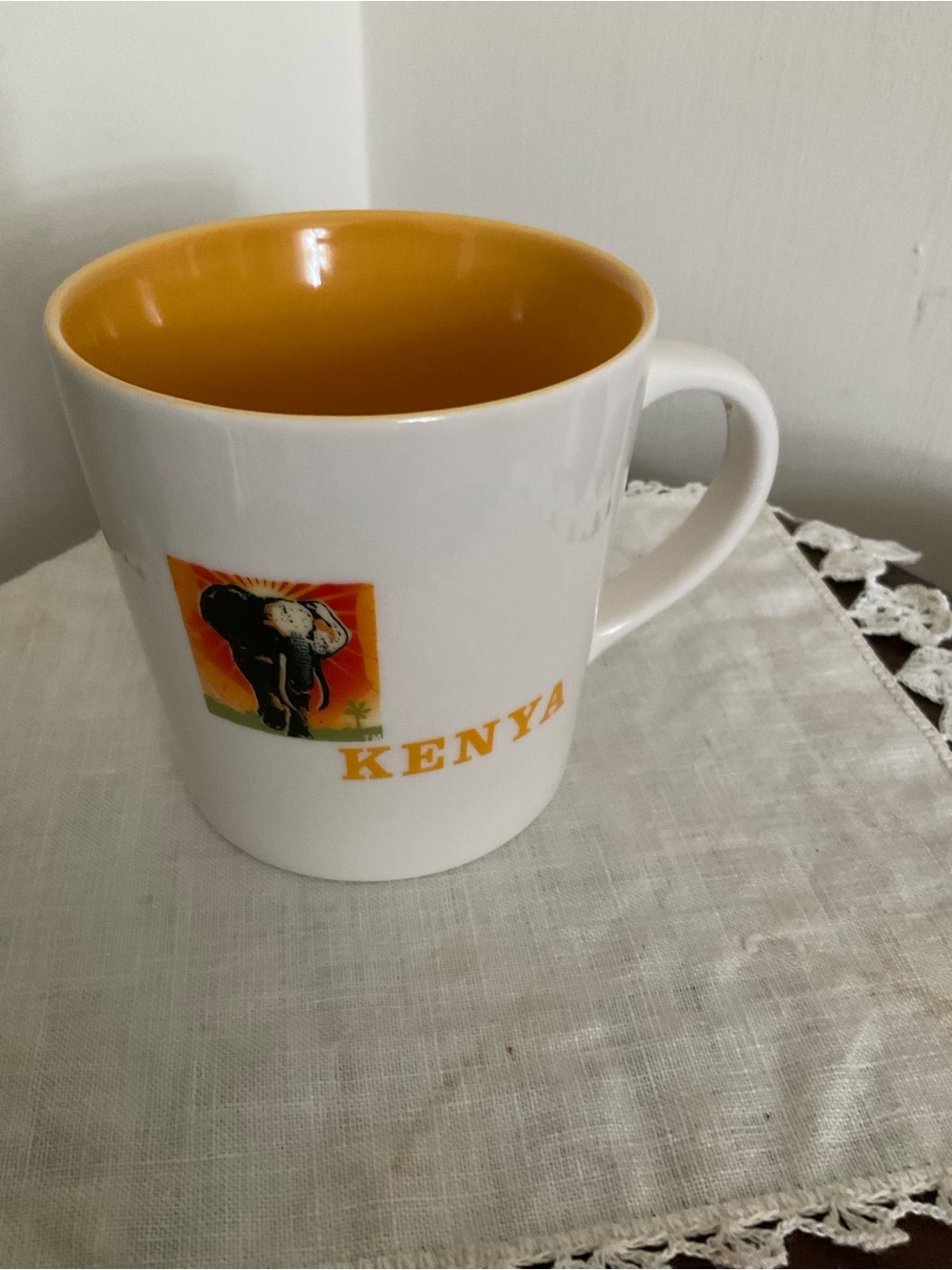 Kenya Ceramic Travel Mug with Orange Interior